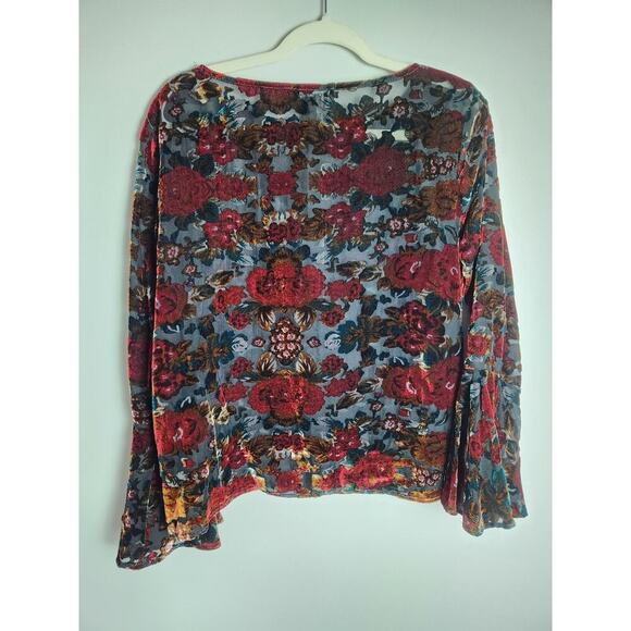 Karen Kane sheer velvet burnout blouse sz M bell sleeve witchy goth fairy - Picture 4 of 7